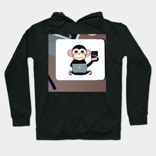 Cute monkey working on laptop - Funky Designs, Laptop designs Hoodie